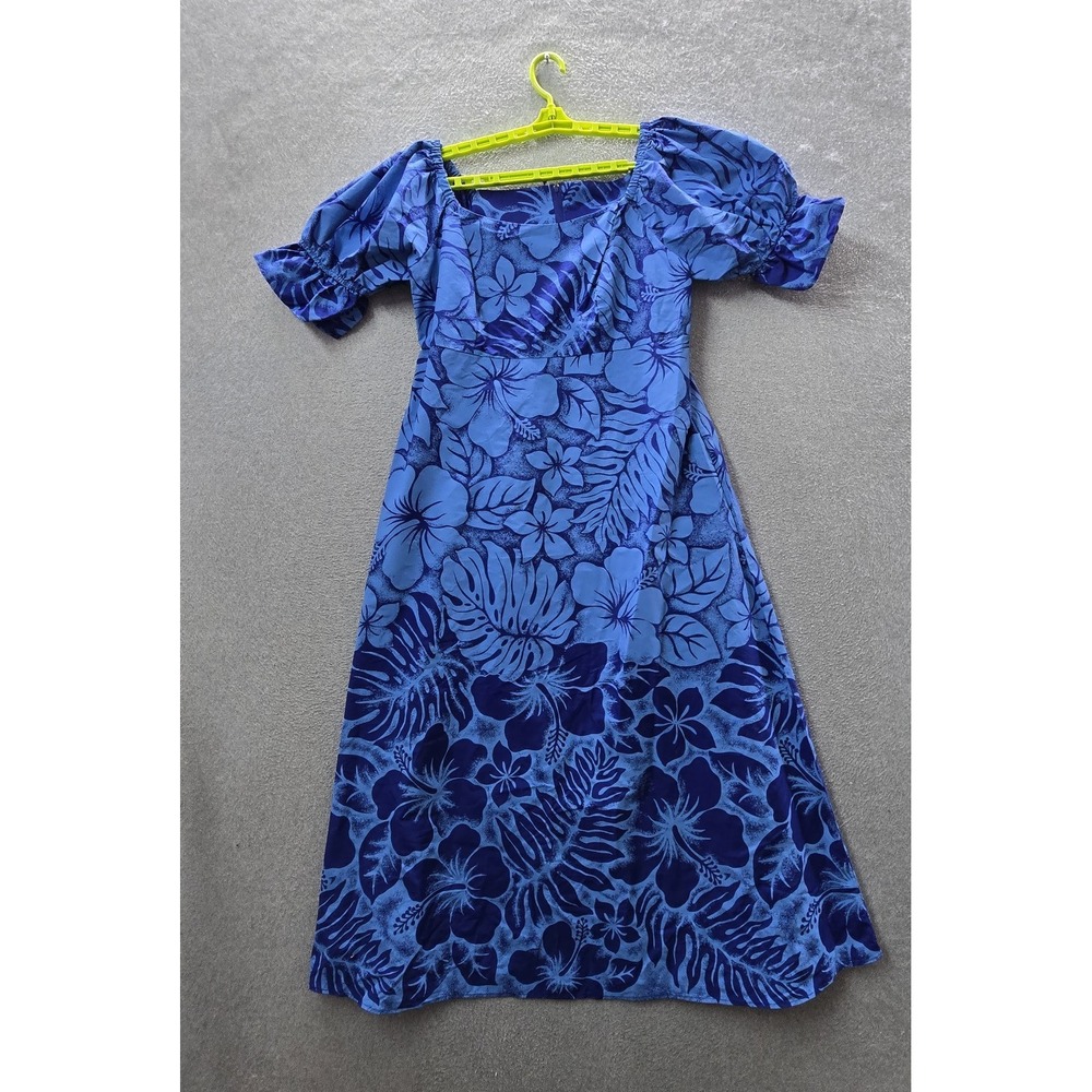 Sweet Designs Women Dress XL Blue Floral Fit & Flare Maxi Hawaiian Dress